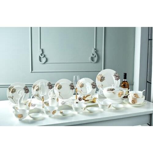 2021 Fashion Kitchen Dishes Set Home 56 Pieces Dinnerware Sets Porcelain Dishes Tableware Minimalist Flower Ceramic Dinnerwares