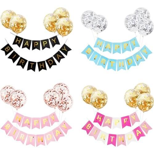 6Pcs/set Happy Birthday Letter Banner Garland with Confetti Latex Balloons Boy Girl Kids Birthday Party Decoration Baby Shower