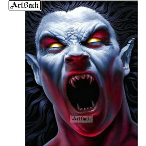 5d diy diamond painting vampire skull full square & round diamond mosaic zombie death horror icon canvas diamond embroidery