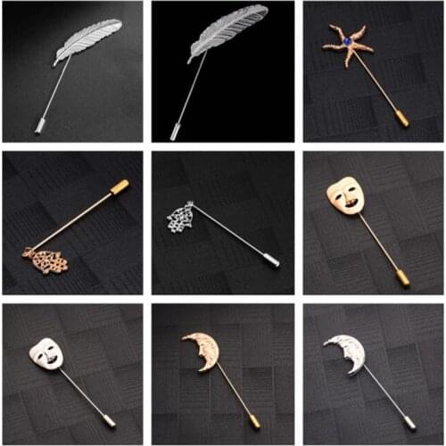 SHUANGR Vintage Female Moon Flower Leaf Imitation Pearl Big Pin Brooch Wedding Accessories Collar Lapel Pin Rhinestone Jewelry