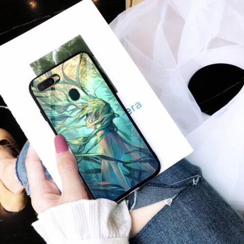 Case For Oppo A7 Back Phone Cover Black TPU Silicone Bumper With Tempered Glass