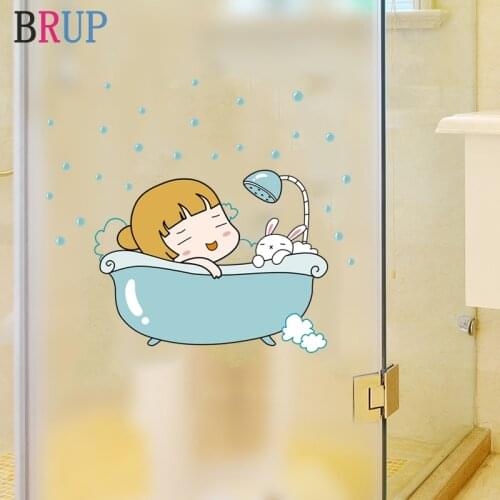 Lovley Girl Bathroom Decoration Stickers Kids Bathtub Home Decor Art PVC Shower Room Decals Baby Bathing Wall Sticker Waterproof
