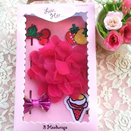 F193 Baby girl gift set fruit ice cream hair band with hairpin hair accessories gift set beautifully issued card