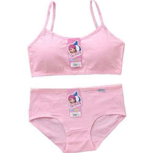 Puberty Girls Bra Panties Sets Teenage Cotton Padded Training Bra Kids Sports Underwear