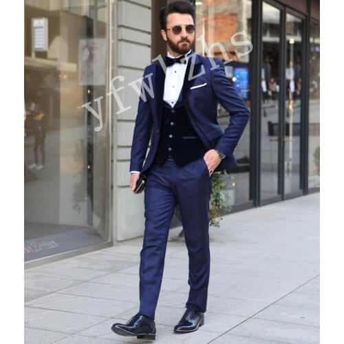 Handsome Groomsmen Peak Lapel Groom Tuxedos Mens Wedding Dress Man Jacket Blazer Prom Dinner (Jacket+Pants+Tie+Vest) A135