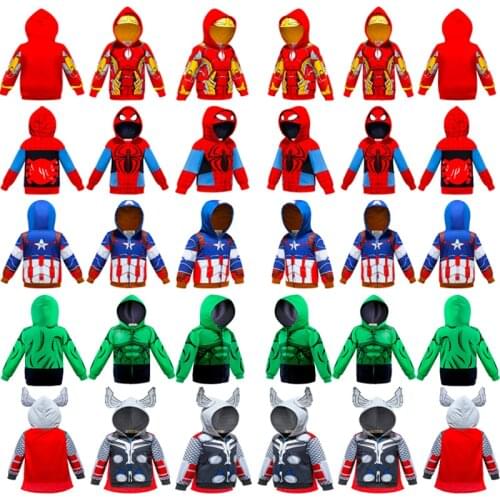 New Jackets for Boys Hoodies Coat Kids Iron Spider-man Raytheon Hulk Outerwear Childrens Jacket Spider Man Cosplay Boy Cloth