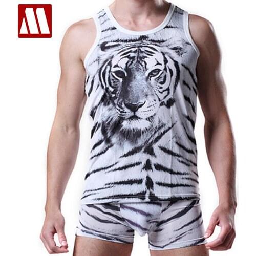 Tank Top for Men Clothing Male Cotton Slim Vest Sleeveless Tiger Printed Vest New Style 2021 Fashion clothing Asia M-3XL MTS427