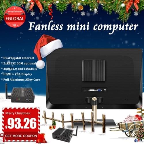 New Firewall Fanless Mini PC Linux Celeron J1900 Quad Core 2GHz 2*Gigabit Lan Pfsense Router Security Computer 1*HDMI 1*VGA