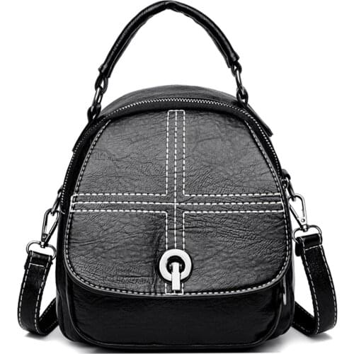 Multifunction Ladies Small Backpack Trending Thread Bagpack High Quality Leather Backpacks for Women Fashion Lock Female Packbag