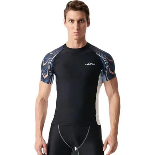 Lycra Mens Rashguard Swimming Suit Short Sleeve 2021 New Split Rash Guard Diving Suit Tight Qucik Dry Surfing Swimwear