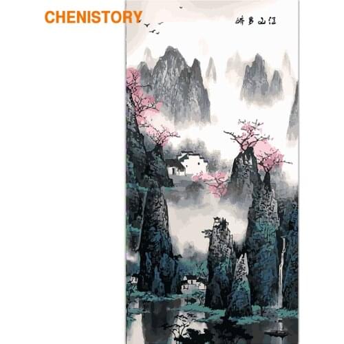 CHENISTORY Frame Chinese Painting Mountain DIY Painting By Numbers Acrylic Paint On Canvas Wall Art Picture For Living Room Arts