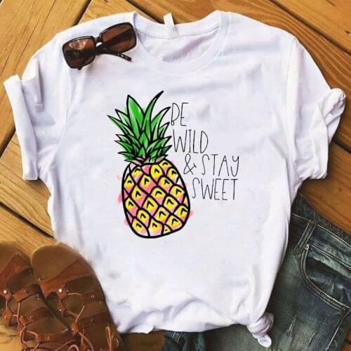 New pineapple fruits Clothing T-shirt Fashion Women casual Tee Top Graphic T Shirt Female Kawaii Camisas Mujer Clothes