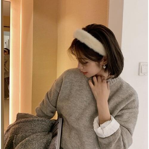 2020 New Ladies Hair Accessories 100% Mink Fur Hair Hoop Wide And Shiny Women Hair Clip Fashion Wild Hairband Girls Hair sticks