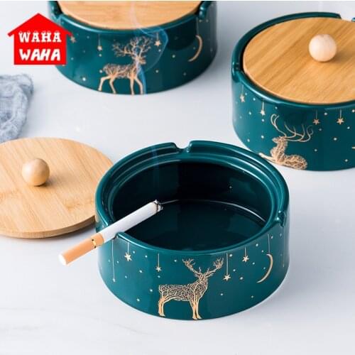 Concrete Cigarette Ashtray With Lid & Liner Windproof Cement Ash Tray For Lndoor Or Outdoor Use Patio Office & Home Bar Storage