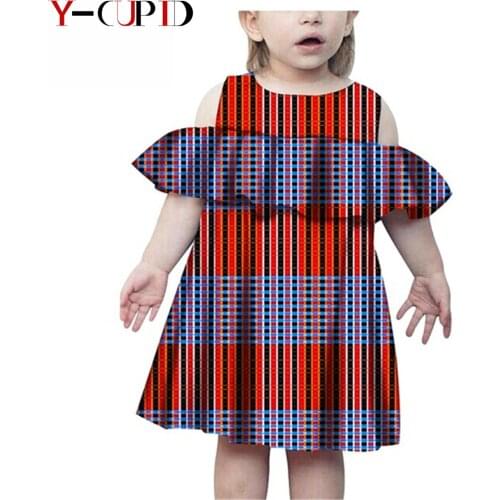 African Clothes for Kids Bazin Riche Baby Girls Print Draped Loose Maxi Dresses Casual Plus Size Children Clothing YS194001