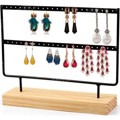 New Fashion 24/44 Creative Wooden Holes Black/White Earrings Ear Studs Jewelry Display Stand Organizer 2 Layers Jewelry Rack