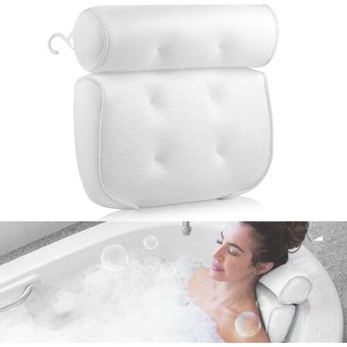 Artracyse Bath Cushion Bath Cushion with 3D-Air-Mesh and 6 Suction Cups Bath Cushion Comfortable Quick Dry Easy To Clean (White)