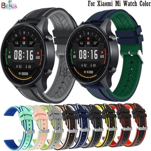 BEHUA 22mm watchband For Xiaomi MI Watch Color Strap Soft Silicone Replacement Wristband Bracelet For Huawei watch gt 2 pro 46mm