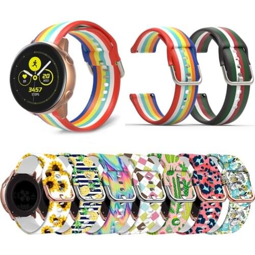 20mm 22mm Silicone Band for Samsung Galaxy Watch 42mm 46mm Active 2 Watch 3 41mm Gear S2 S3 Printing Strap Watchband Amazfit bip
