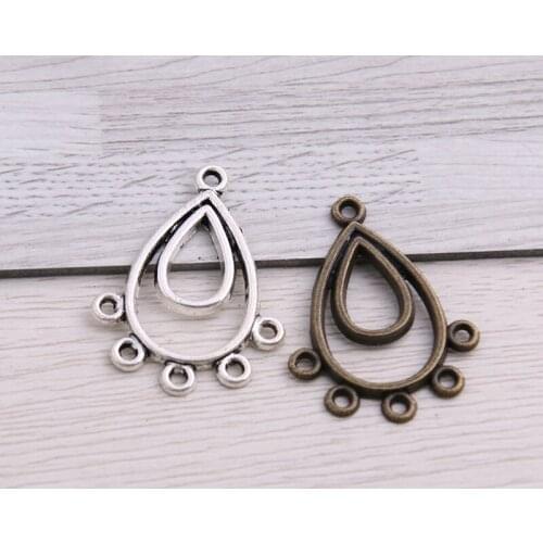 SWEET BELL 30pcs 25*33mm Two Color Zinc Alloy Hollow Double Water Droplets Connectors Jewelry Making DIY Handmade Craft