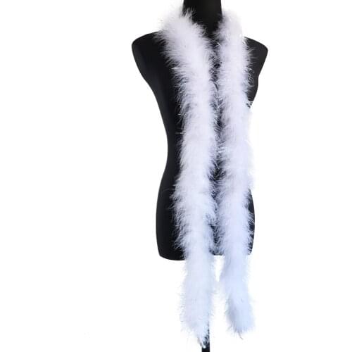 White Turkey Marabou Feathers Boa 30 Grams Decoration for Dress Clothing Sewing Crafts Feather Ribbon Christmas Tree 2 Yards