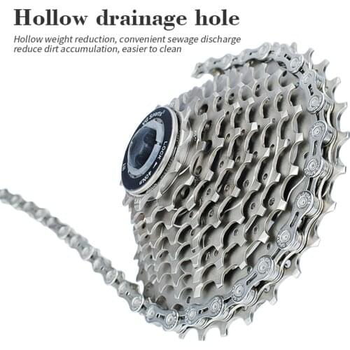 Bicycle Chain 8/9/10 High Strength Bike Chain Silver Half Hollow Bike Chain Chains Part 116 Links For Mountain Bike Road Bike