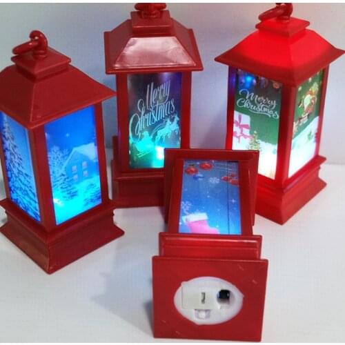 Vintage Outdoor Candle Lantern with LED Light Snowman/Sled Christmas Party Festival Decor