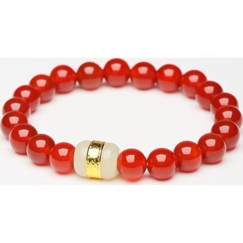 Fine Jewelry agate Hetian Jade Gold Bracelet Womens Green Agate Beads Gifts Free Shipping
