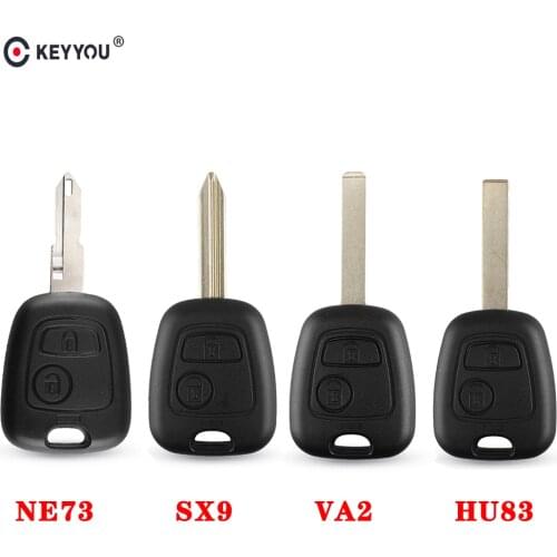 KEYYOU 20pcs Replacement For Peugeot 106 206 306 406 Key Shell Fob Case NE73/VA2/HU83/SX9 Blade Remote 2 Buttons Car Key Cover