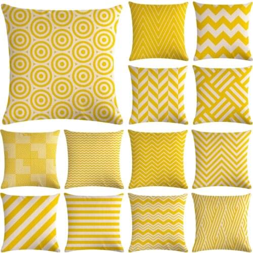 Yellow Nordic Geometric Sofa Decorative Cushion Cover Pillow Pillowcase Cotton Linen 45*45 Throw Pillow Home Decor Pillowcover