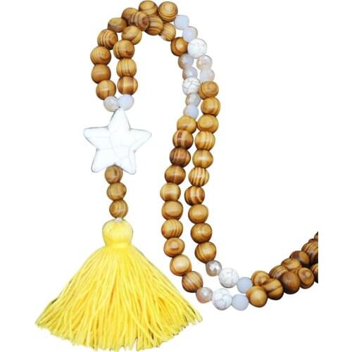 2020 Women Boh Linen Clothing Pendant Tassel Jewelry Chain Handmade String Long Necklace Bohemian Beaded Tassel Necklace Bijoux