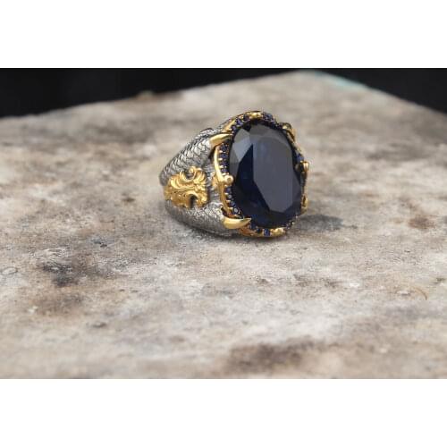 925 Sterling Silver Claw Ring, Eagle Claw Men Ring, Dragon Claw Silver Ring For Men, Blue Zircon GemStone Silver Ring