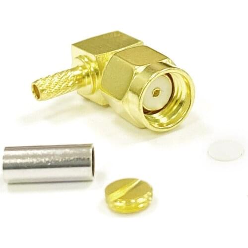 1pc New RP reverse SMA Right Angle Connector Male Plug female pin For LMR100 RG316 RG174 Wholesale Wire Connector