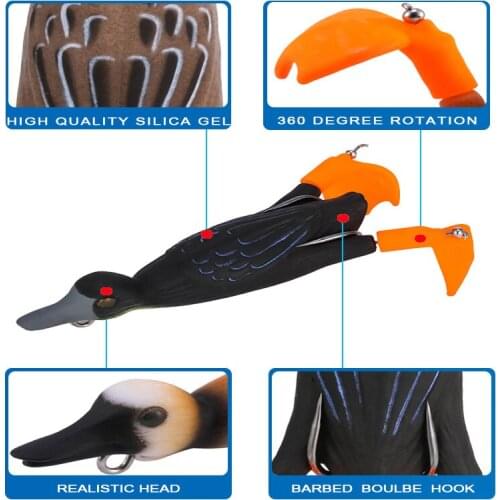 1PC Propeller Flipper Duck Fishing Lure Ducking Fishing Frog Lure Artificial Bait Duckling 3D Eyes Day Baits 9.5cm 11.2g