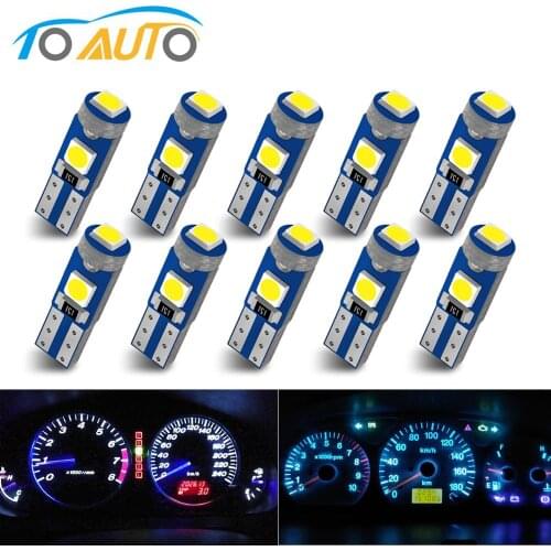 10Pcs T5 W3W W1.2W T5 W2X2.6d 3030 LED Car Board Instrument Panel Lamp Auto Dashboard Warming Indicator Wedge Light Bulb DC12V