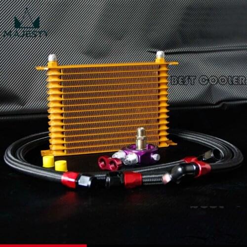 15 ROW AN10 UNIVERSAL ENGINE TRANSMISSION OIL COOLER GOLD+FILTER ADAPTER KIT