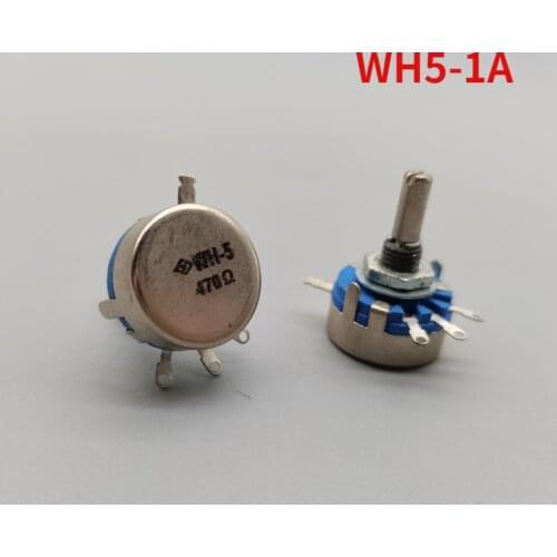 2PCS WH5-1A 470R 1K 10K 47K 4K7 100K 470K 220K 1K5 22K 1M ohm 3-Terminals Round Shaft Rotary Taper Carbon Potentiometer WH5