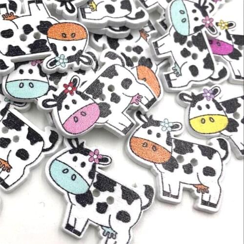 30 pcs Cartoon Wooden Cows shape buttons 2-holes sewing crafts Scrapbooking 27mm WB419