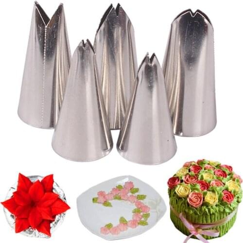 5pcs Leaf Cream Nozzles Baby Shonwer Birthday Party Cake Decorating Tips Confectionery Icing Piping Nozzle Pastry Baking Tools