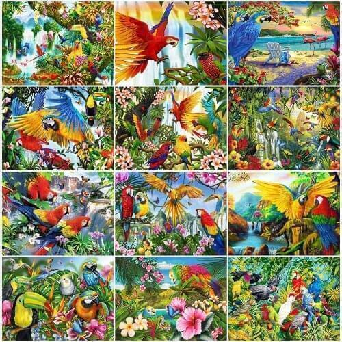 5D Diamond EmbroideryArt Painting Cross Stitch Parrot Full Drill Square Diamond Mosaic Animals Rhinestones Wall Decoration Home