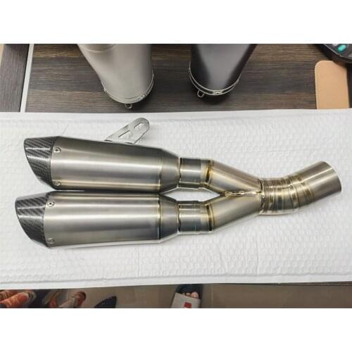 60MM Slip-on Muffler for Ducati Diavel 1200 Motorcycle Exhaust Pipe Titanium Alloy Dual-out Escape No DB Killer Exhaust Tips
