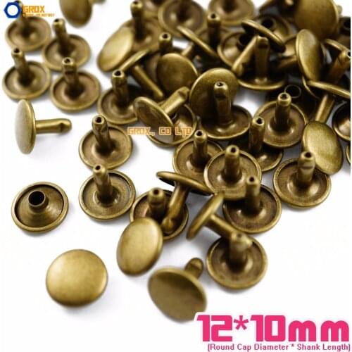 300 set 12*10mm Antique Brass Double Cap Round Rapid Rivet Leathercraft Rivet