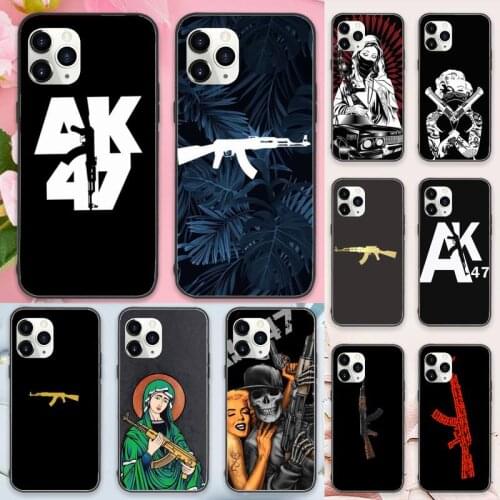 Ak47 gun pattern Phone Case for iPhone 11 12 mini pro XS MAX 8 7 6 6S Plus X 5S SE 2020 XR Luxury brand shell funda