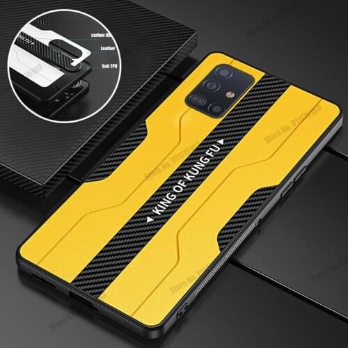 Carbon Fiber PU Leather Phone Case For Samsung Galaxy A72 A52 A32 A12 A71 A51 5G Case Soft TPU Frame Shockproof Back Cover Shell