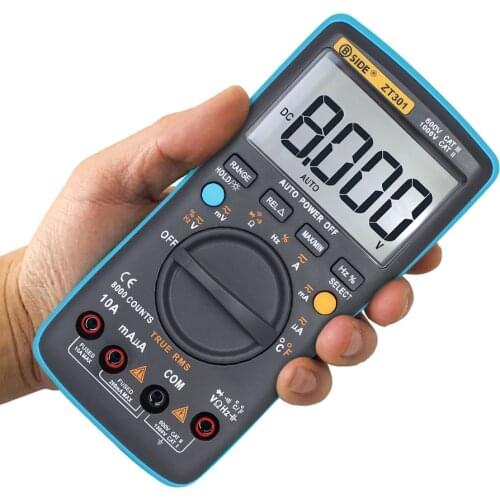 BSIDE Digital Multimeter AC DC Voltage Current 8000 Counts ZT301 Portable Handheld Ammeter Ohm Capacitance Temperature Tester