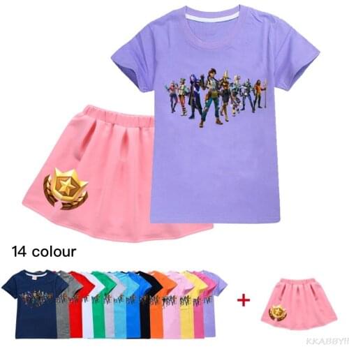 Fortnites Kid Clothes Princess Girls Princess Among us Dress + T Shirt 2 Pcs Set 2-16 Dress Sets