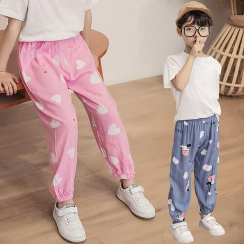 Kids Casual Trousers Baby Boys Sweatpants Floral Elastic High Waist Home Pants Boys Harem Pants Summer Clothes For Girls Age 12