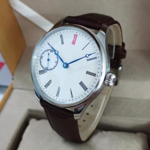 GEERVO No logo Little pilot 40mm Manual mechanical mens Watch White enamel dial Roman number blue hand ST3600-2 Movement