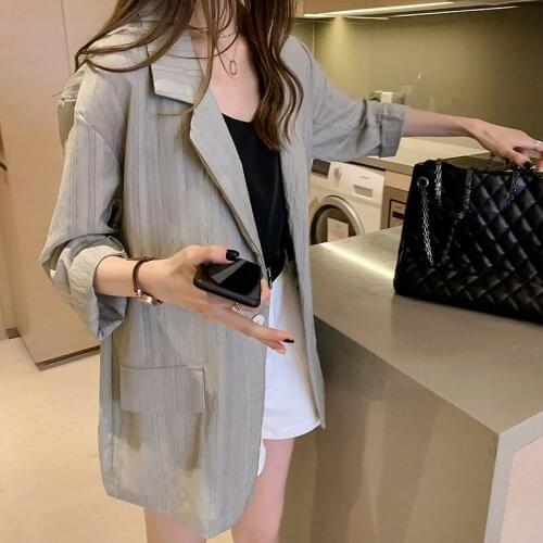 GOOHOJIO Women Thin Long Sleeve Cotton Jackets Female Causual Vintage Coats Ladies Oversize OL Blazers custom fit Single Button