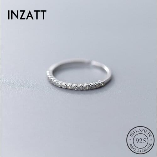 INZATT Real 925% Sterling Silver Minimalist Zircon Opening Ring For Elegant Women Party Fashion Fine Jewelry Trendy Accessories